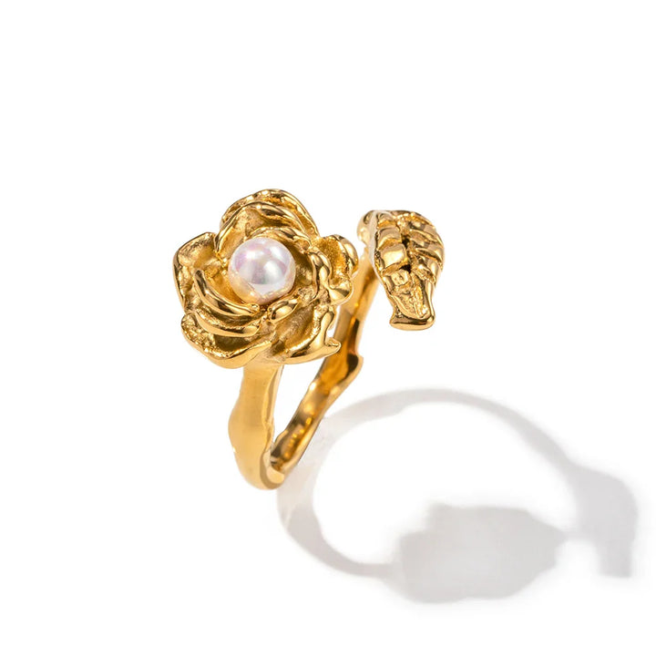 Skanto | Justerbar Perle Camellia Blomster Ring