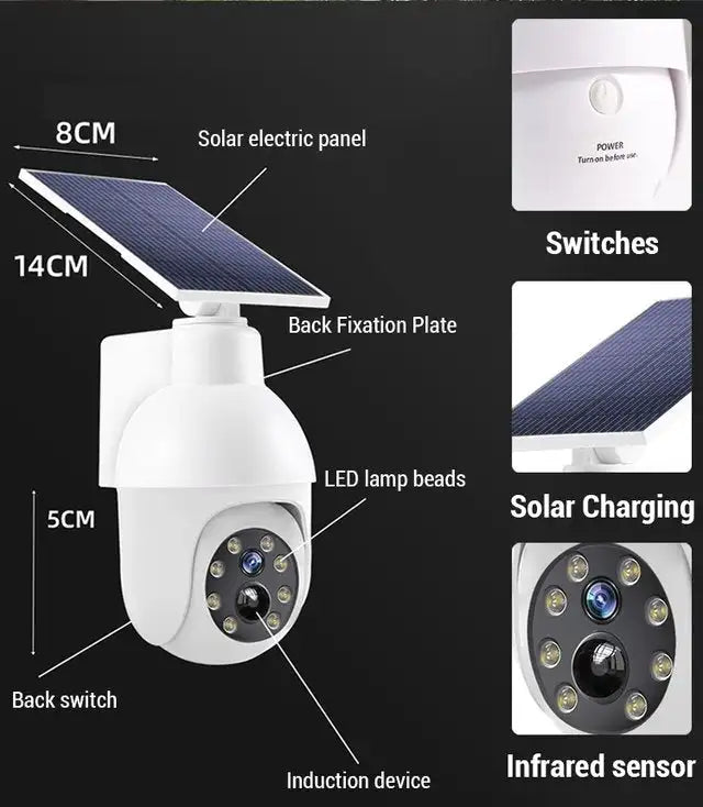 Skanto | Solcelledrevet bevegelsessensor smart vanntett dummy kamera