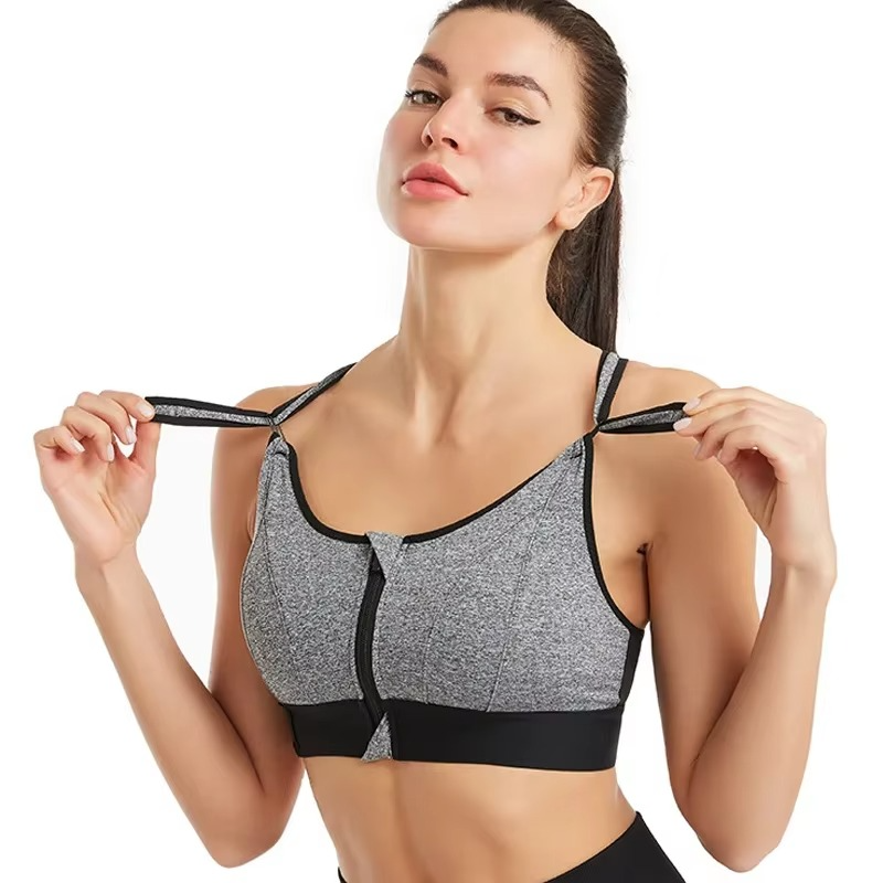 Skanto | Justerbar Zip-Front Sports-BH med undertråd støtte og push-up design