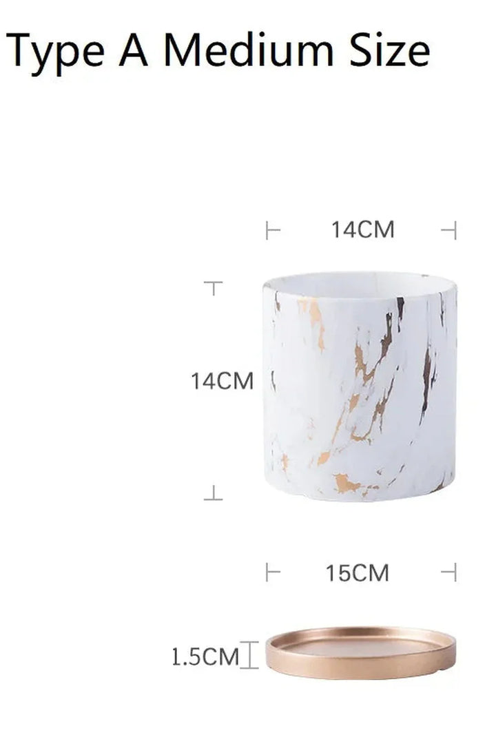 Skanto | Marmor Gullblad Plantepotte Sett