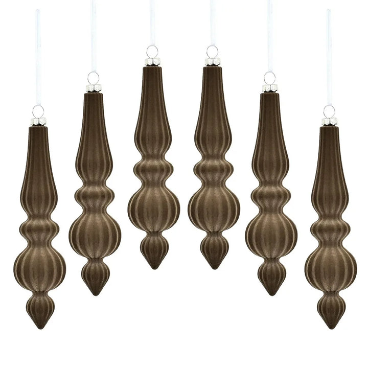 Shatterproof Velvet Christmas Baubles - Reusable Cone Hanging Decorations for Christmas Tree Decor 6PCS