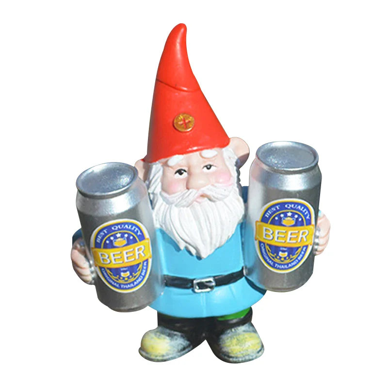 Skanto | Drunken Gnome med Øl Morsom Figur for Hage og Hjem Deko