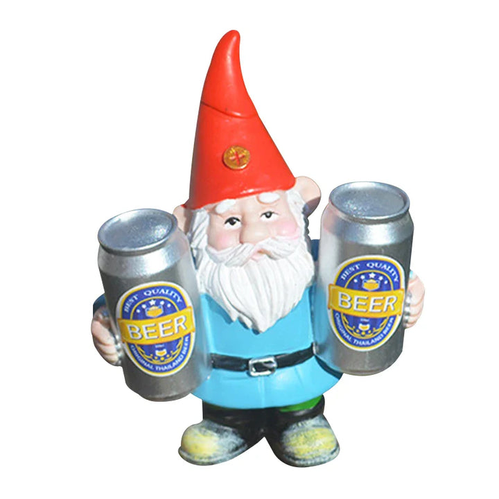 Skanto | Drunken Gnome med Øl Morsom Figur for Hage og Hjem Deko