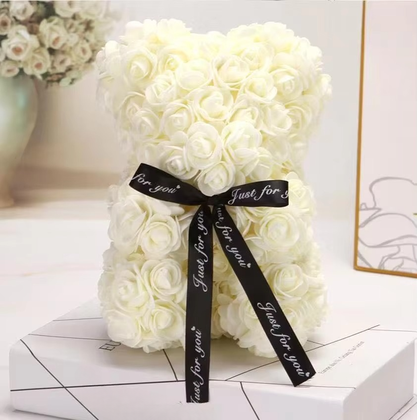 Skanto | 9.8in Kunstig Rose Teddy Bjørn Gave med Presentasjonsboks - Romantisk Jubileum eller Valentines Dag Dekor