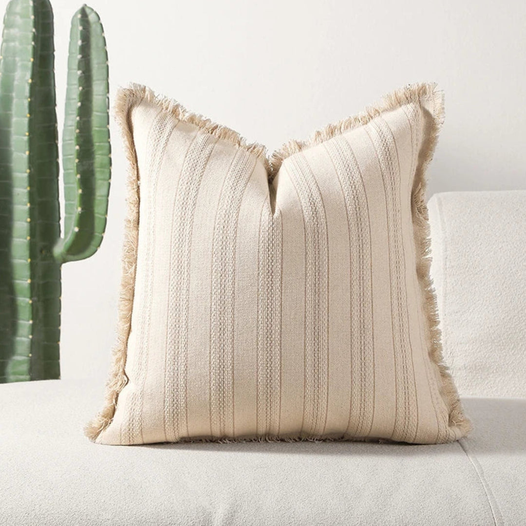 Skanto | Scandi Stripe Teksturert Frynse Putetrekk