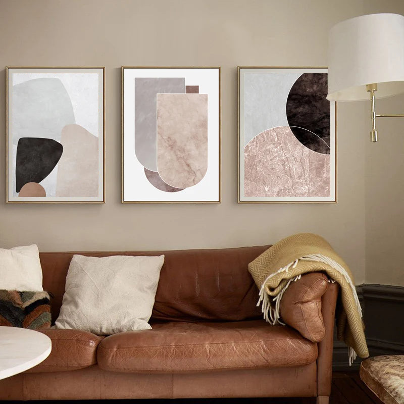 Skandinavisk Abstrakt Grå Rosa Granitt Veggkunst Fine Art Lerret Utskrifter Bilder For Moderne Leilighet Stue Soveroms Kunst dekor | Skanto