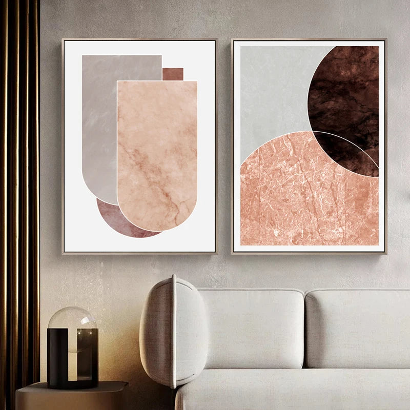 Skandinavisk Abstrakt Grå Rosa Granitt Veggkunst Fine Art Lerret Utskrifter Bilder For Moderne Leilighet Stue Soveroms Kunst dekor | Skanto