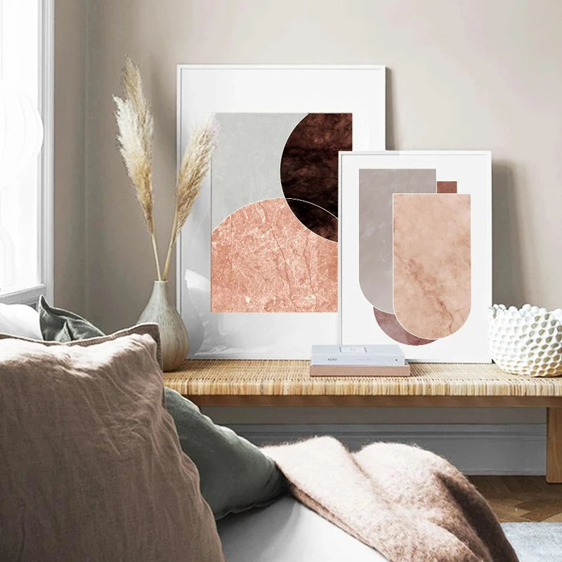 Skandinavisk Abstrakt Grå Rosa Granitt Veggkunst Fine Art Lerret Utskrifter Bilder For Moderne Leilighet Stue Soveroms Kunst dekor | Skanto