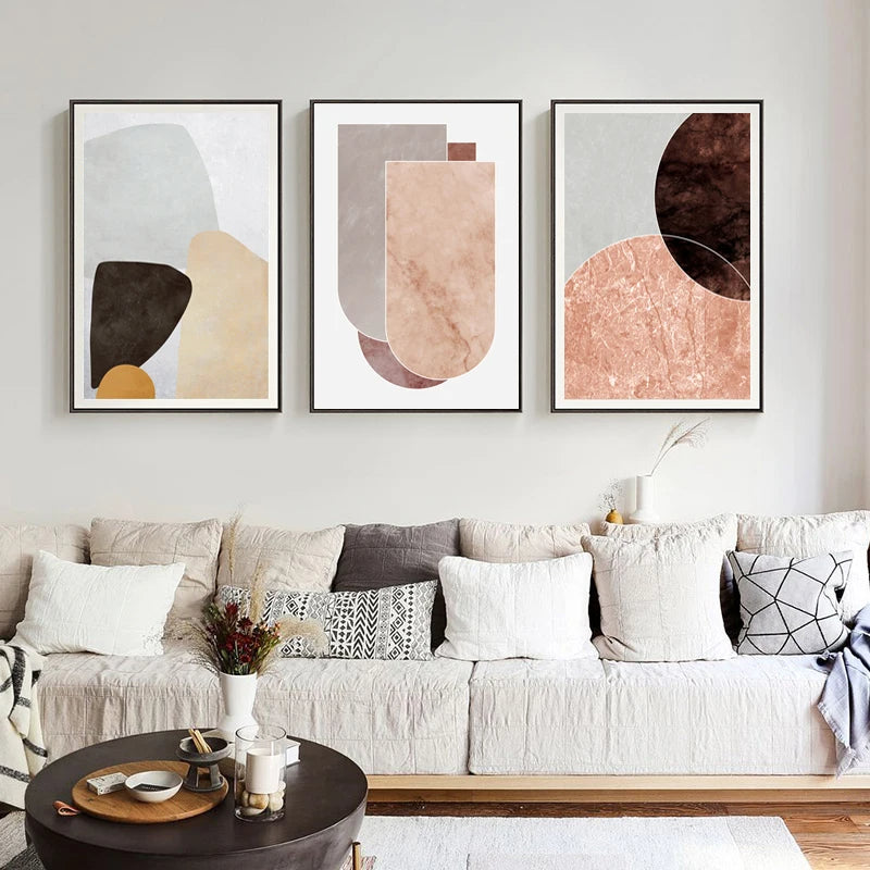 Skandinavisk Abstrakt Grå Rosa Granitt Veggkunst Fine Art Lerret Utskrifter Bilder For Moderne Leilighet Stue Soveroms Kunst dekor | Skanto