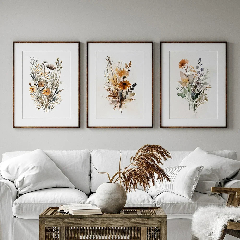 Skandinavisk floral engblomster veggkunst Fine Art lerrettrykk moderne minimalistisk botanikk bilder for stue hjemmeinnredning | Skanto