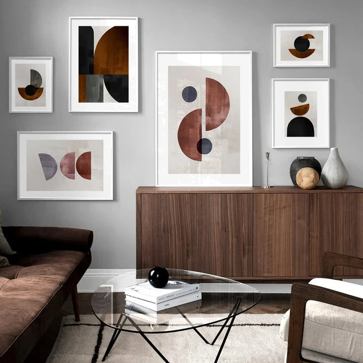 Skandinavisk Minimalistisk Geometrisk Mørke Nøytrale Farger Veggkunst Fine Art Lærred Utskrifter Moderne Abstrakte Bilder For Stue Hjem Dekor | Skanto