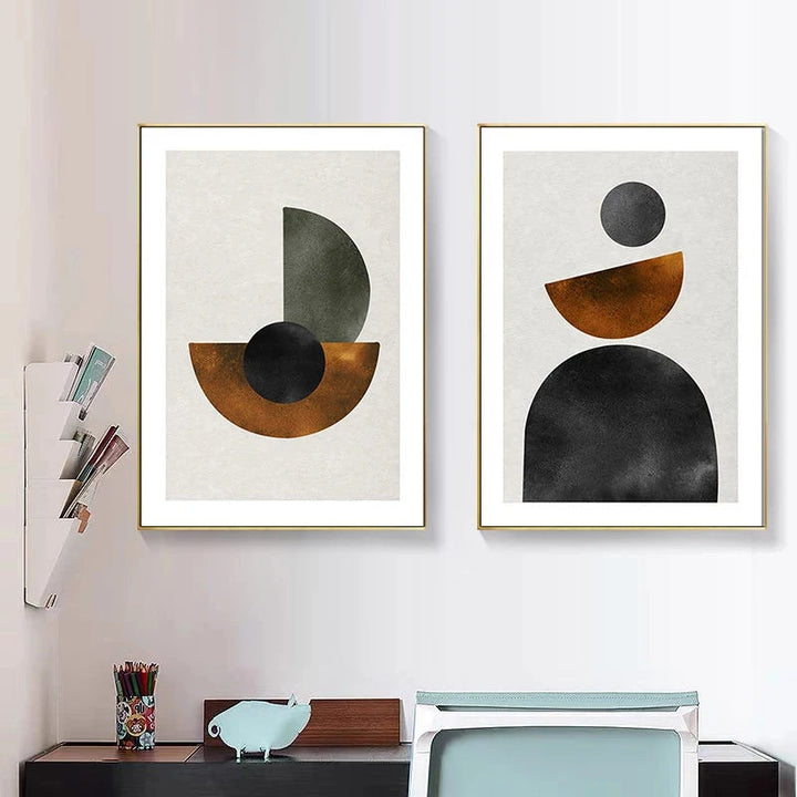 Skandinavisk Minimalistisk Geometrisk Mørke Nøytrale Farger Veggkunst Fine Art Lærred Utskrifter Moderne Abstrakte Bilder For Stue Hjem Dekor | Skanto