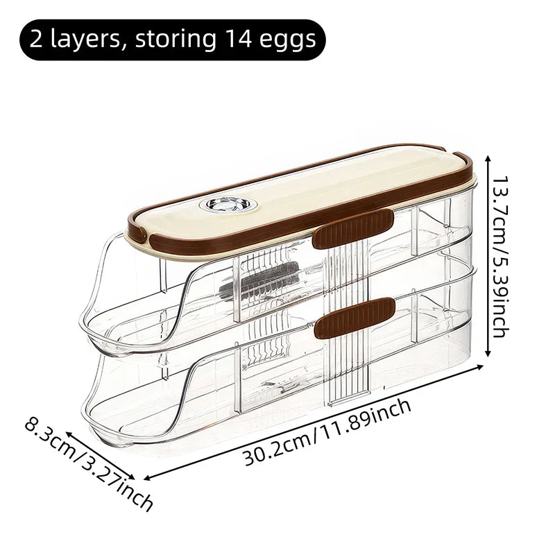 Skanto | Kjøleskapsorganisator Automatisk Rullende Transparent Egglagringsboks