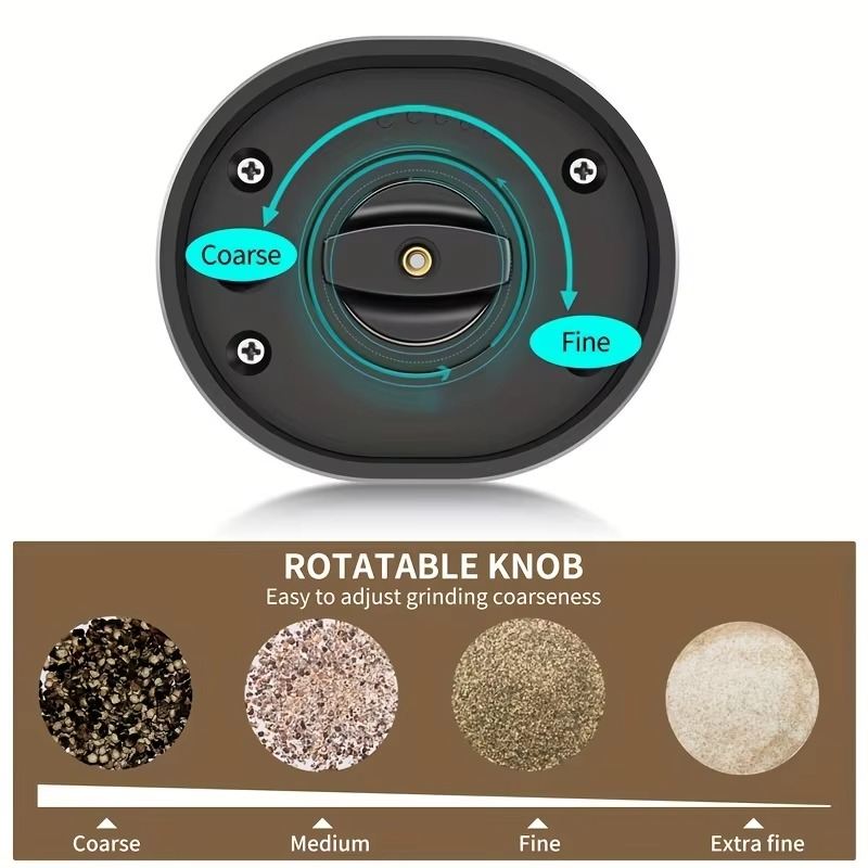 Skanto | Electric pepper and salt grinder set with adjustable coarseness and LED light