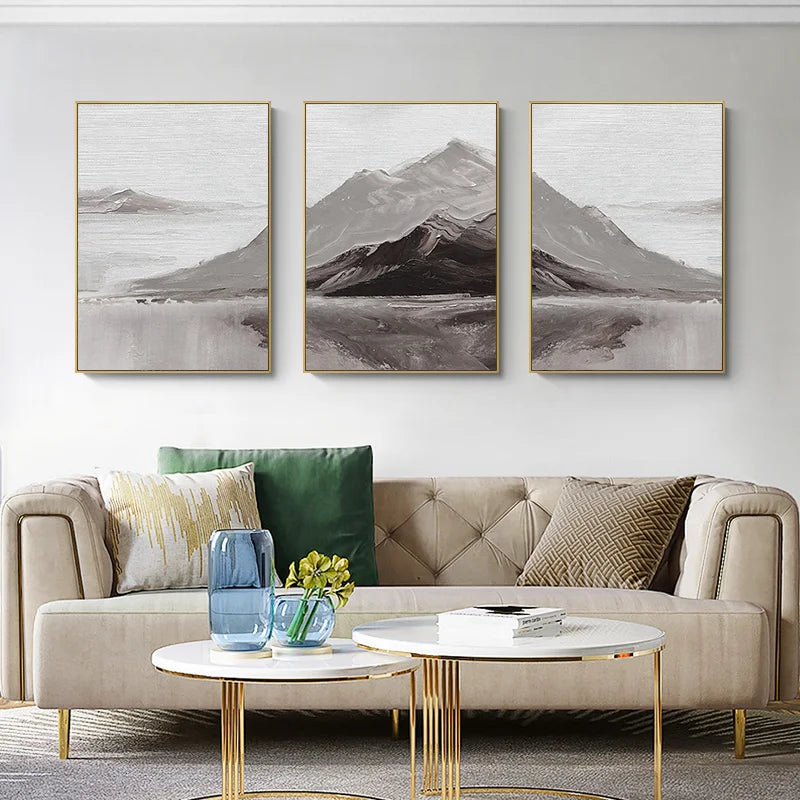 Abstract Grå Fjell Landskap Veggkunst Fine Art Lerretsutskrifter Bilder For Moderne Leilighet Stue Spisestue Kunst Dekor | Skanto