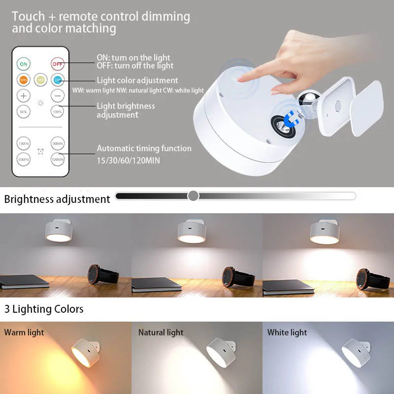 Skanto | USB Magnetisk Berøring og Fjernkontroll Spotlight