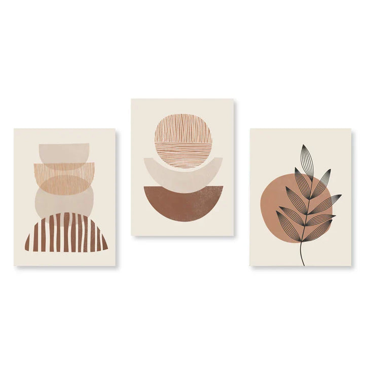 Sett med 3 stk Moderne Abstrakt Bohemsk Minimalistisk Geometrisk Veggkunst Fine Art Lerret Utskrifter Plakater Bilder For Stue Dekor | Skanto