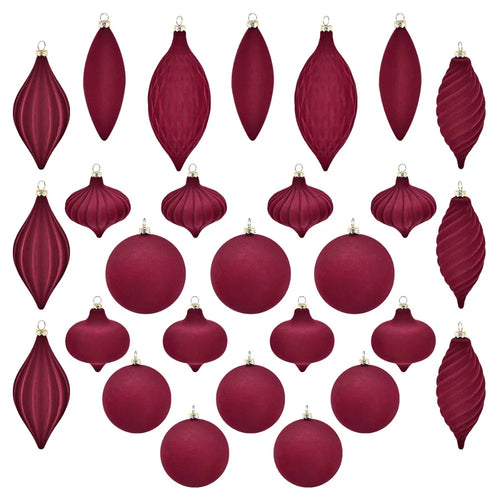 Elegant Flocked Velvet Bruddfrie Julekuler Ornamenter - Gjenbrukbare Høytids Tredekorasjoner for Feststemning 27PCS