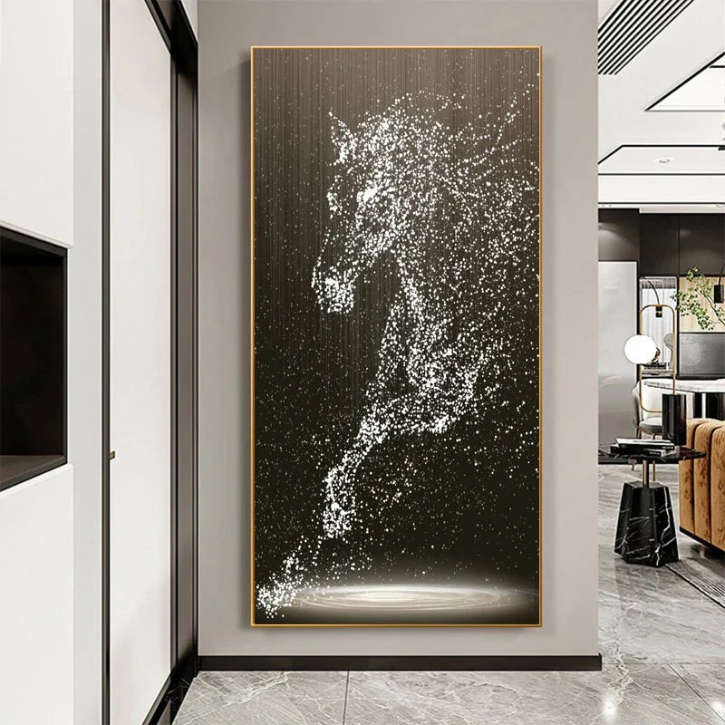 Minimalist Abstrakt Lys Splash Hest Veggkunst Fin Kunst Lærred Utskrifter Equestrian Bilder For Moderne Stue Entré Foyer Kunst Dekor | Skanto