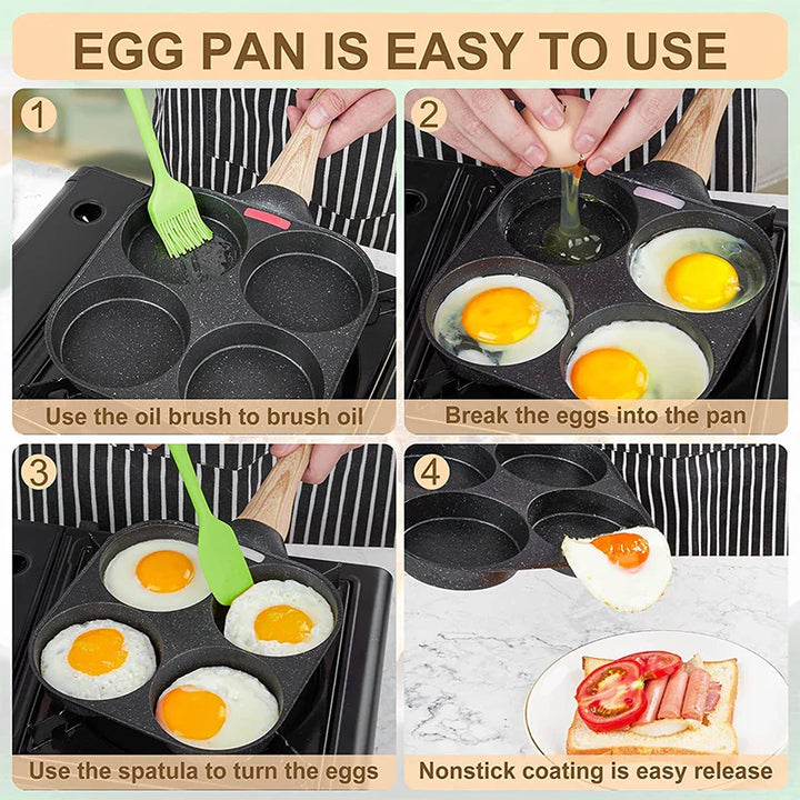 Skanto | LMETJMA 4-kopp Non-stick egge stekepanne - pannekake kokekar egnet for gasskomfyr og induksjonskomfyr JT87