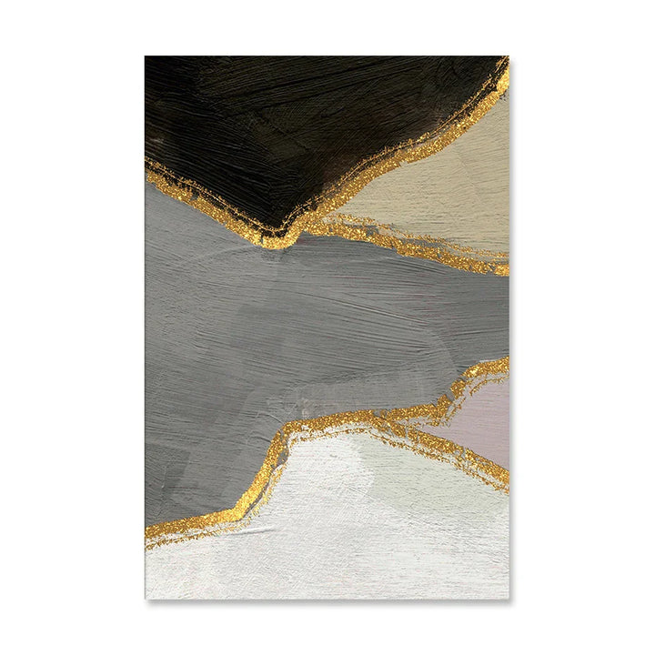 Abstrakt Blokkfarge Veggkunst Svart Grå Beige Gylden Kvalitetslerret Trykk Bilder For Moderne Leilighet Stue Moderne Hjem Dekor | Skanto