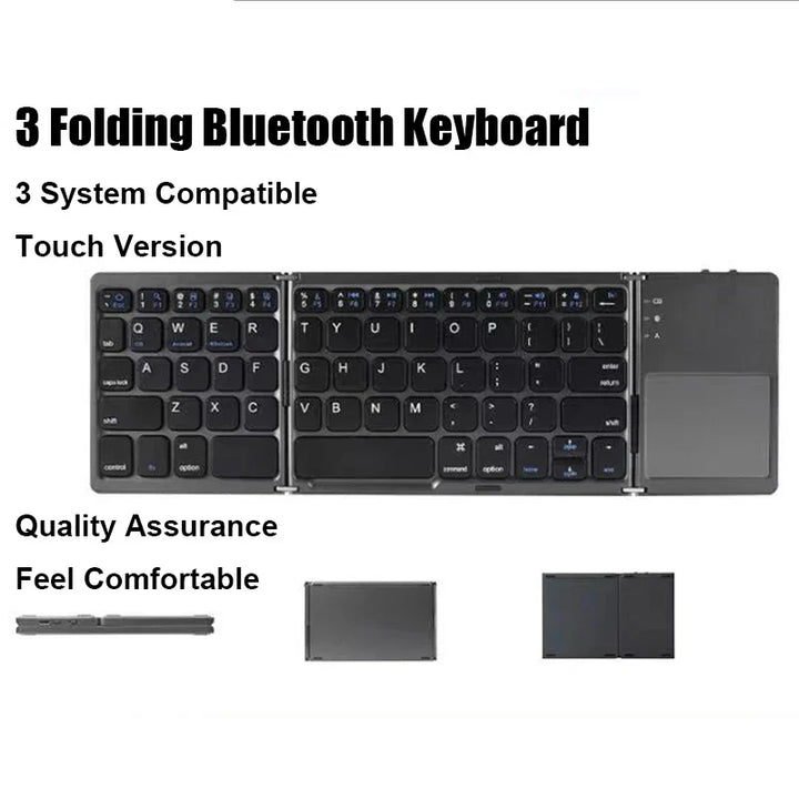 Trådløst sammenleggbart Bluetooth-tastatur med berøringspute – Kompakt, allsidig og ultrabærbar | Skanto