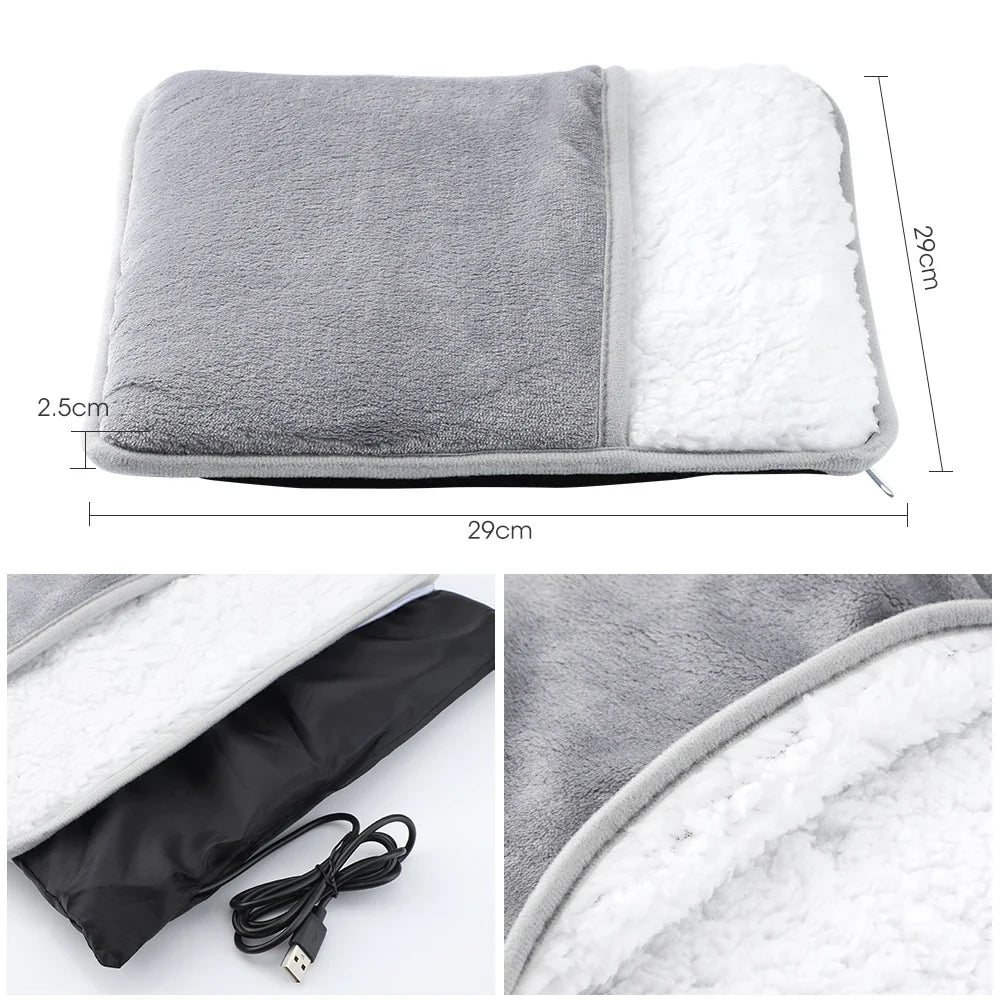 Skanto | WarmStep Elektrisk Fotvarmepad | USB Oppvarmet Fotvarmer | Myk Fleece | Vaskbar & Energisparende