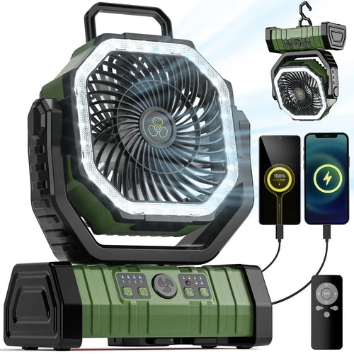 Campingvifte med 20 000mAh batteri, LED-lys og fjernkontroll – AirMate | Skanto