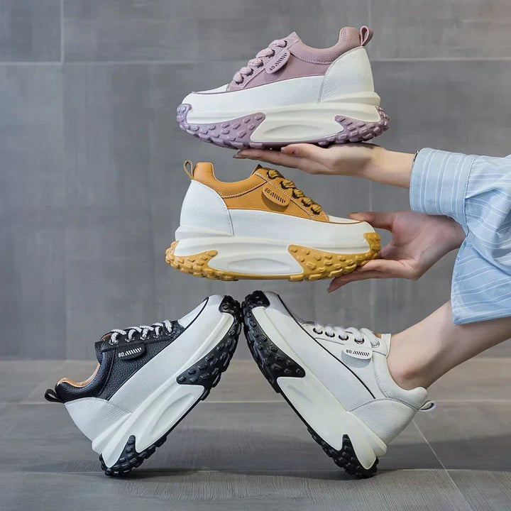 Skanto | 7 cm Plattform Wedge Sneakers laget av Lær