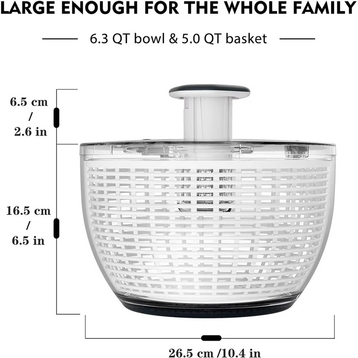 Skanto | 6.3 QT Enhånds Salatslynge med Enkel Trykk Tørkesystem