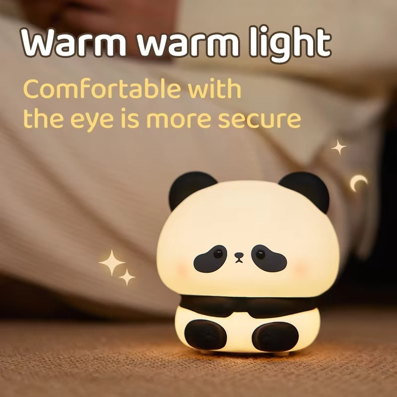 Skanto | Panda Berøringsaktivert Silikon LED Nattlampe – USB-ladbar, Synkroniserbar Myk Glød Lampe
