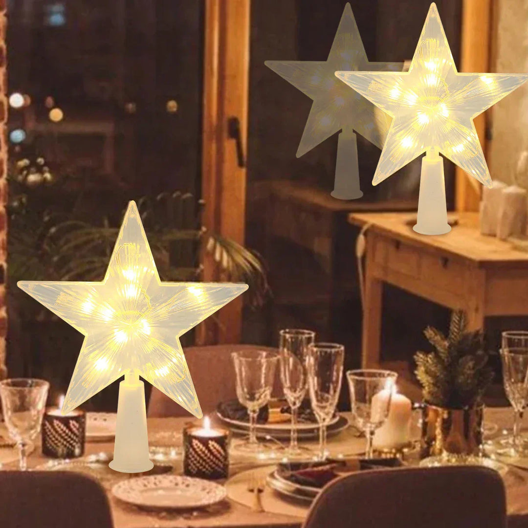 Lysende julegave – LED-belyst juletre topp for juletre, glitrende juledekorasjon for festbelysning og elegant dekor | Skanto