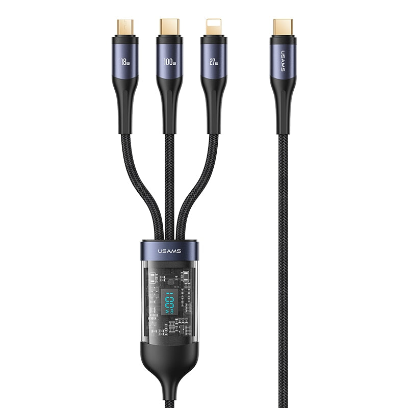 Skanto | 3i1 Digital Skjerm Rask Lading Universell Lader Kabel