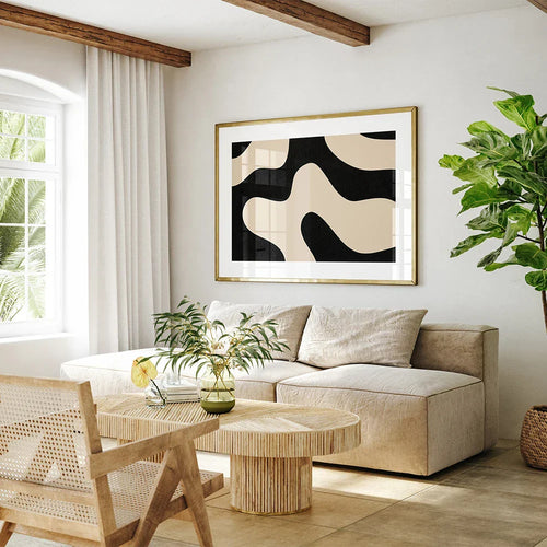 Moderne abstrakt formet svart minimalistisk veggkunst fine art lerretsutskrifter bilder for moderne leilighet stue spisestue kunstdekor | Skanto