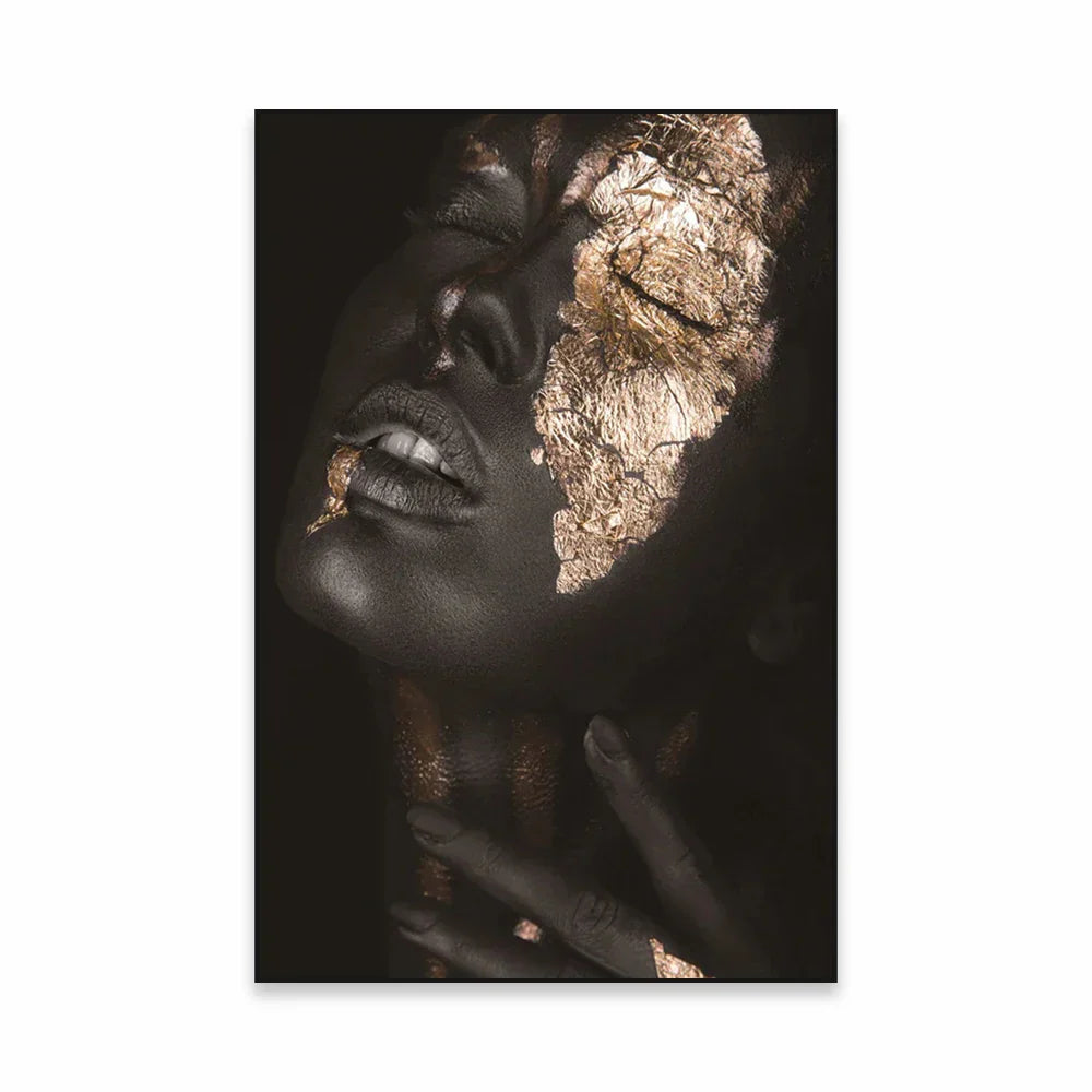 Golden Girl Fashion Veggkunst Fine Art Lerret Utskrifter Moderne Abstrakt Portrettbilder For Stue Soverom Boutique Salong Kunst Decor | Skanto