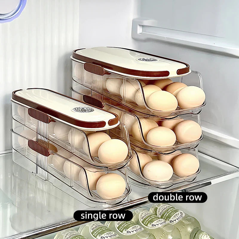 Skanto | Kjøleskapsorganisator Automatisk Rullende Transparent Egglagringsboks