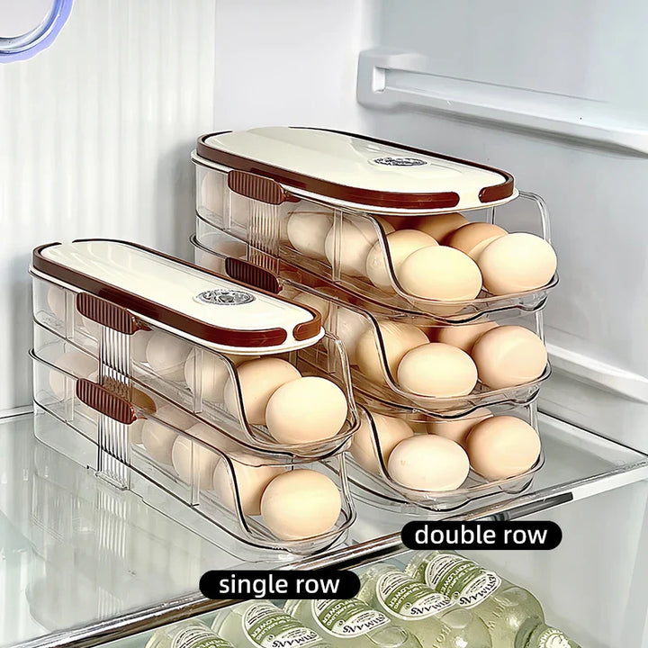 Skanto | Kjøleskapsorganisator Automatisk Rullende Transparent Egglagringsboks