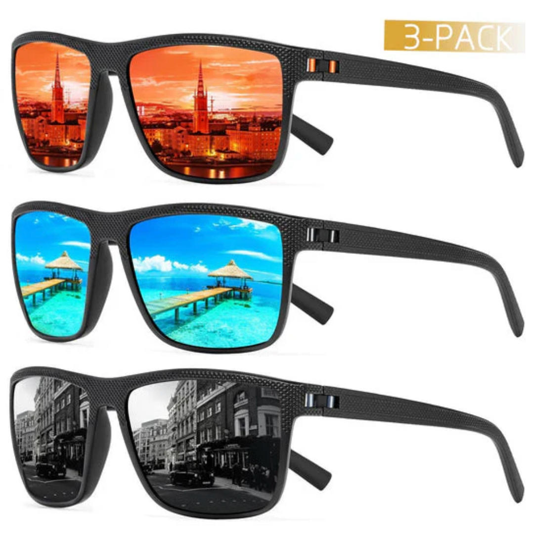 ZichtZeker 3-teiliges Set polarisierter Sonnenbrillen – UV400-Schutz & Komfort