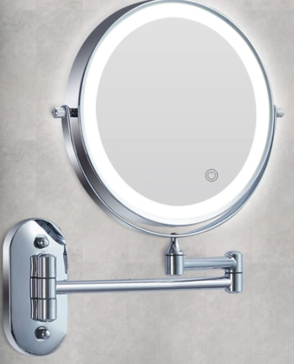Skanto | Svart LED Oppladbart Speil for Makeup – 3-Farge Lys