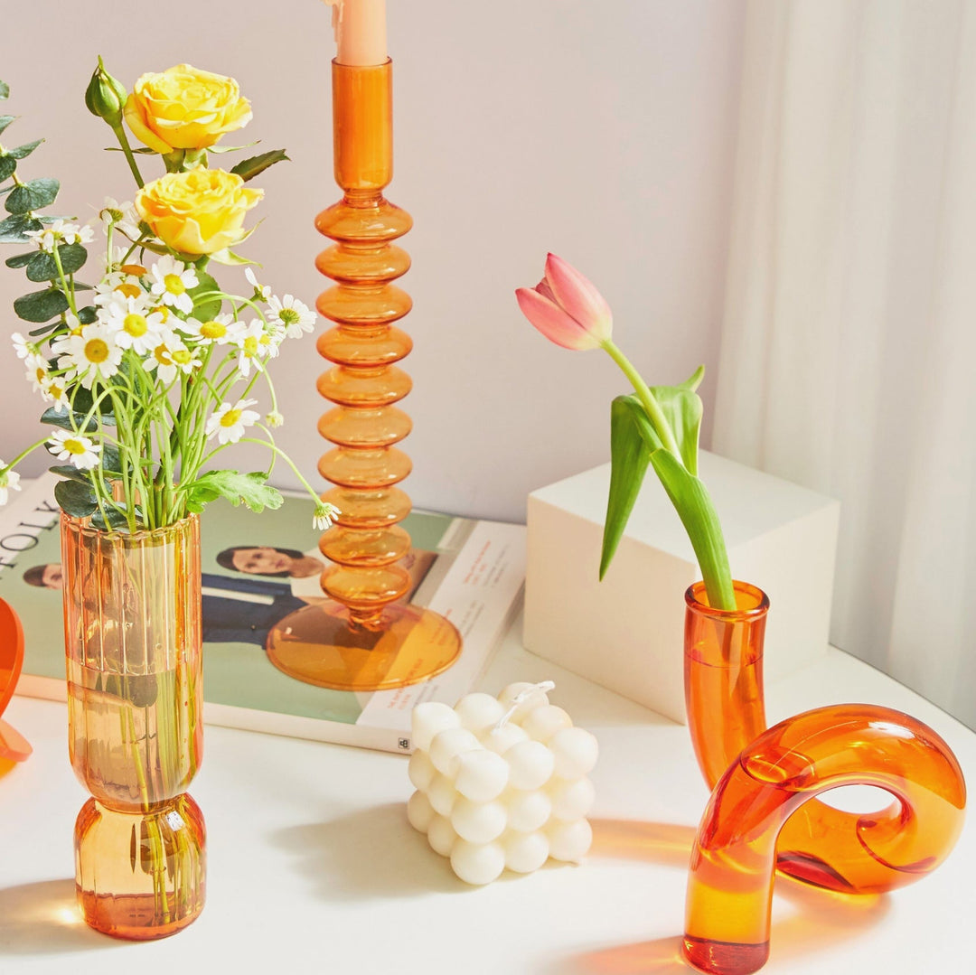 Moderne Glass Kandelaber-Orange | Skanto