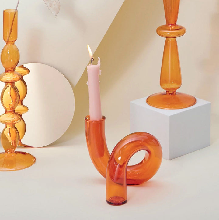 Moderne Glass Kandelaber-Orange | Skanto