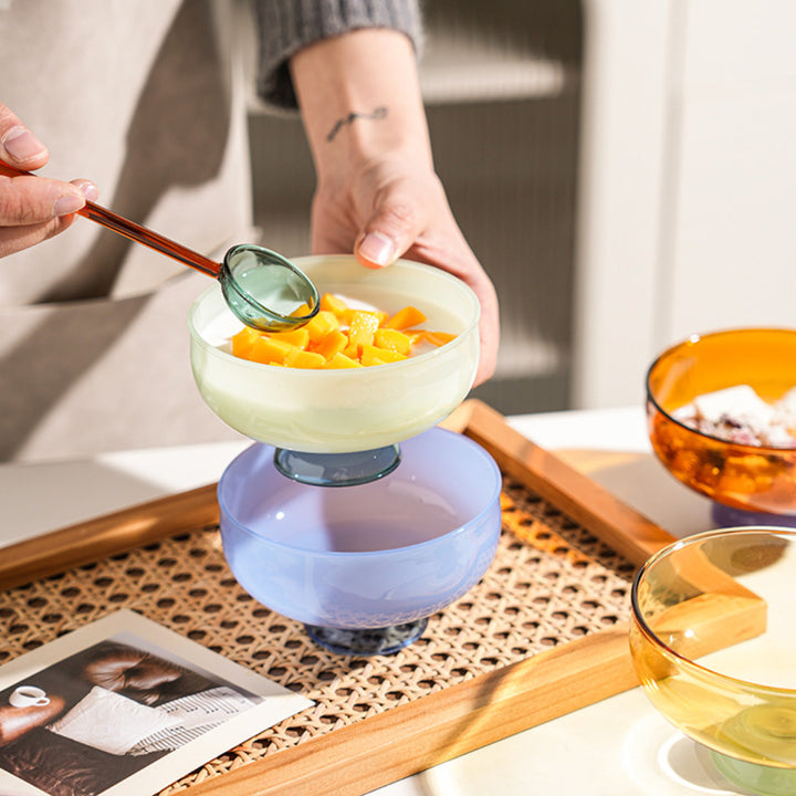 Skanto | Fargerik borosilikat dessertbolle med skje