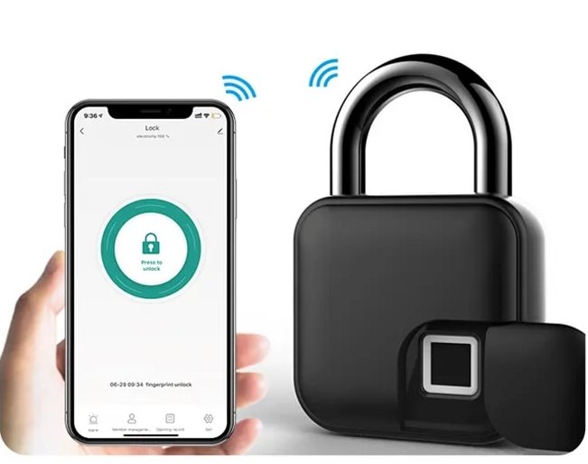 Skanto | FingerScan Slim Padlock – Nøkkelløs sikkerhet med fingeravtrykk og USB-ladingsfunksjon