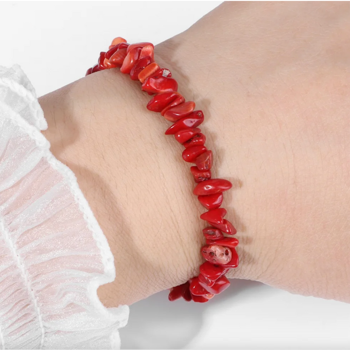 Elegant rød korallarmbånd | Perfekt for hverdag Skanto