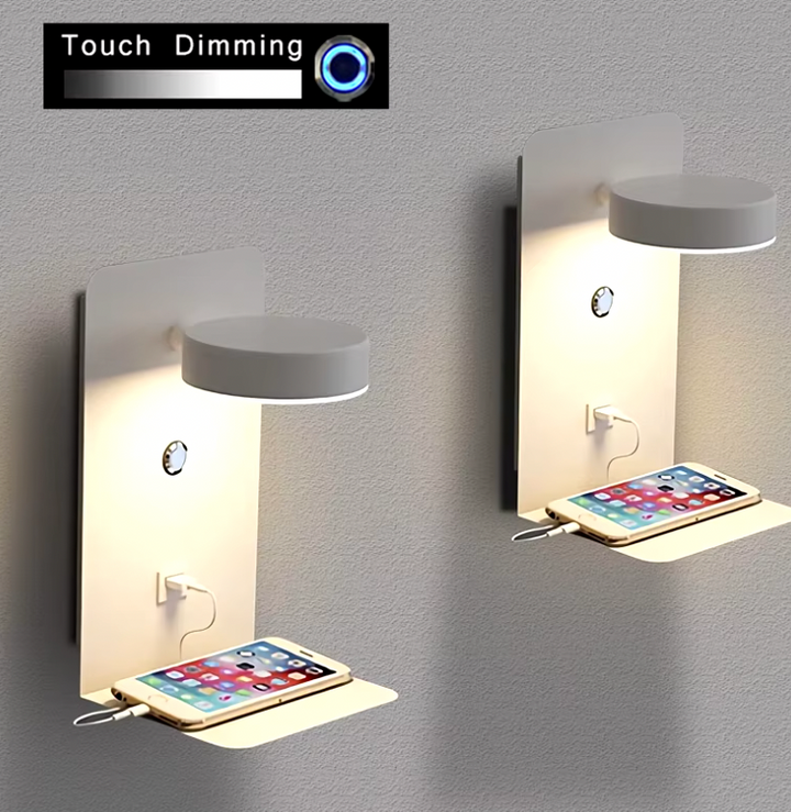 Skanto | Dimbar Multifunksjonell Led-Vegglampe Med Usb-Ladeport For Soverom