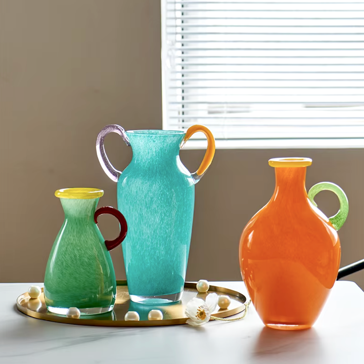 Vintage Blandet Glass Binaural Vase | Skanto