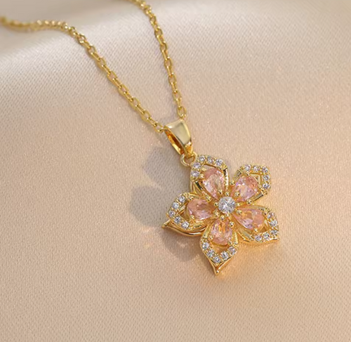 Skanto | Rotating Flower Pendant Necklace – Non-Tarnish Allsidig Smykke