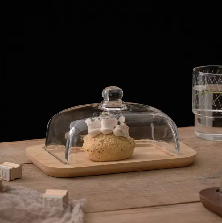 ButterVault smørskål med glasslokk og trebase | Skanto