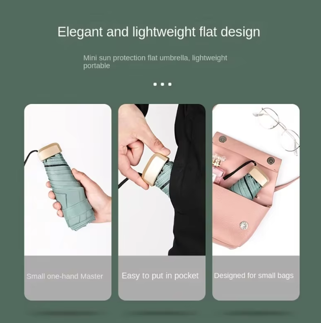 Mini Pocket Paraply UV Beskyttelse Kompakt | Skanto