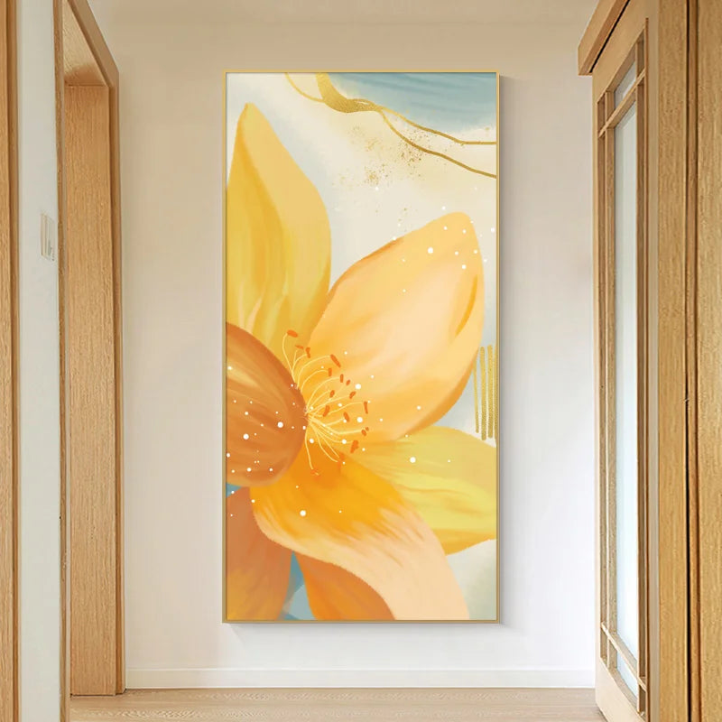 Stort Blomsterfarger Abstrakt Veggkunst Fine Art Lerret Utskrifter Oransje Gul Petal Blomster Plakater Bilder For Stue Hjem Dekor | Skanto